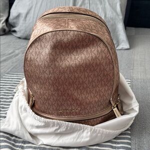 Michael Kors Gold Backpack with Signature Monogram
